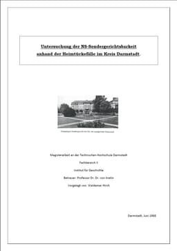 Deckblatt: Magisterarbeit Waldemar Hirch