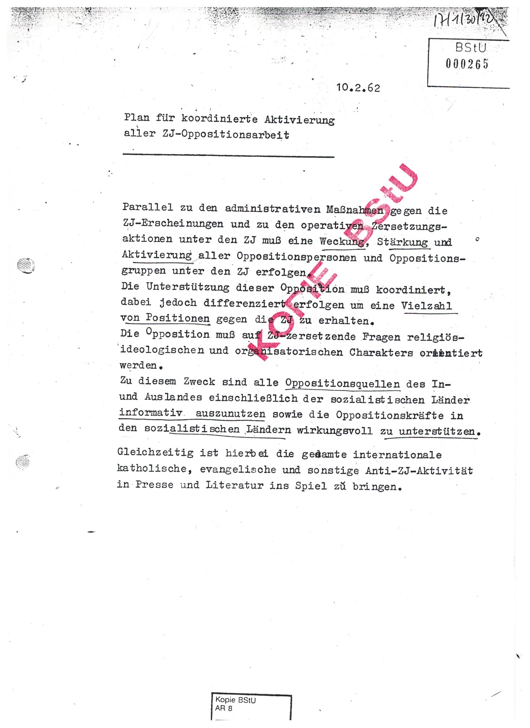 ZJ-Oppositionsarbeit 1962 S. 1